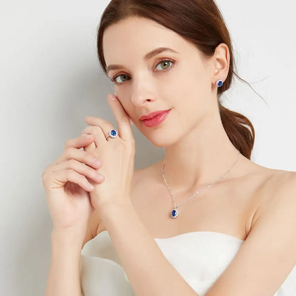 Diana Inspired Oval Sapphire Halo Ring Classic Elegance